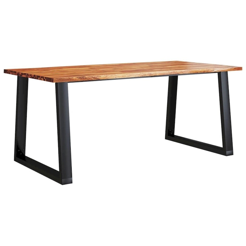 Table à manger en acacia massif Live Edge avec pieds en U en acier noir