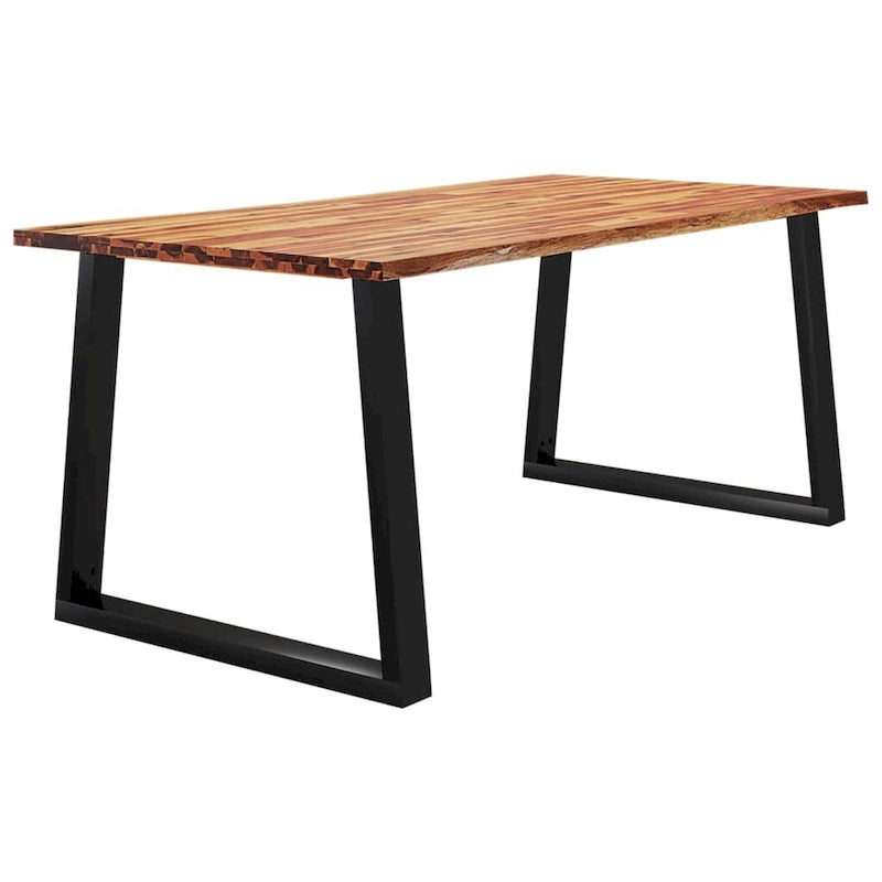 Table à manger en acacia massif Live Edge avec pieds en U en acier noir