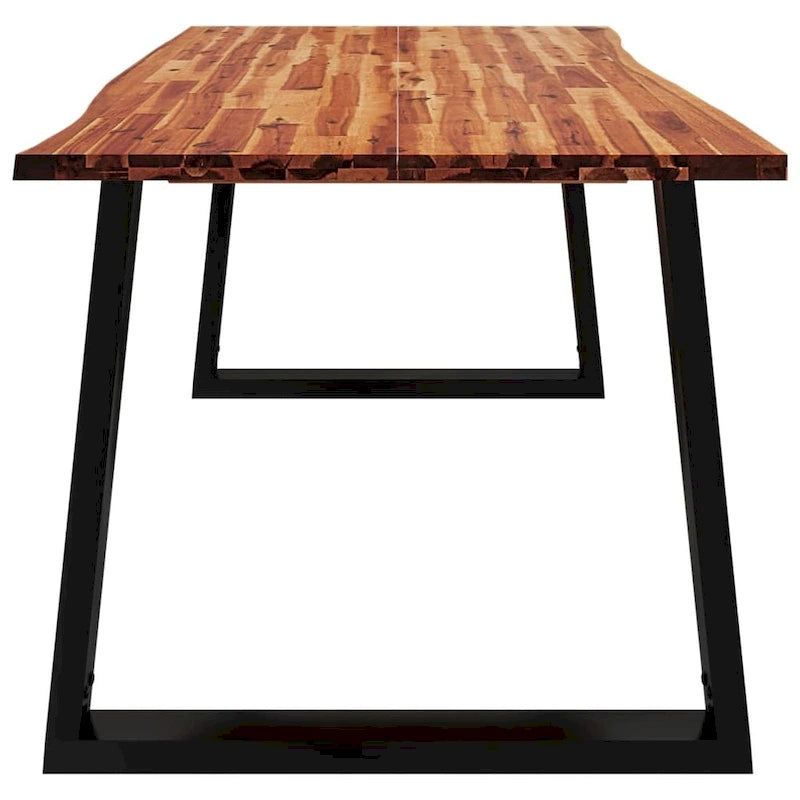 Table à manger en acacia massif Live Edge avec pieds en U en acier noir