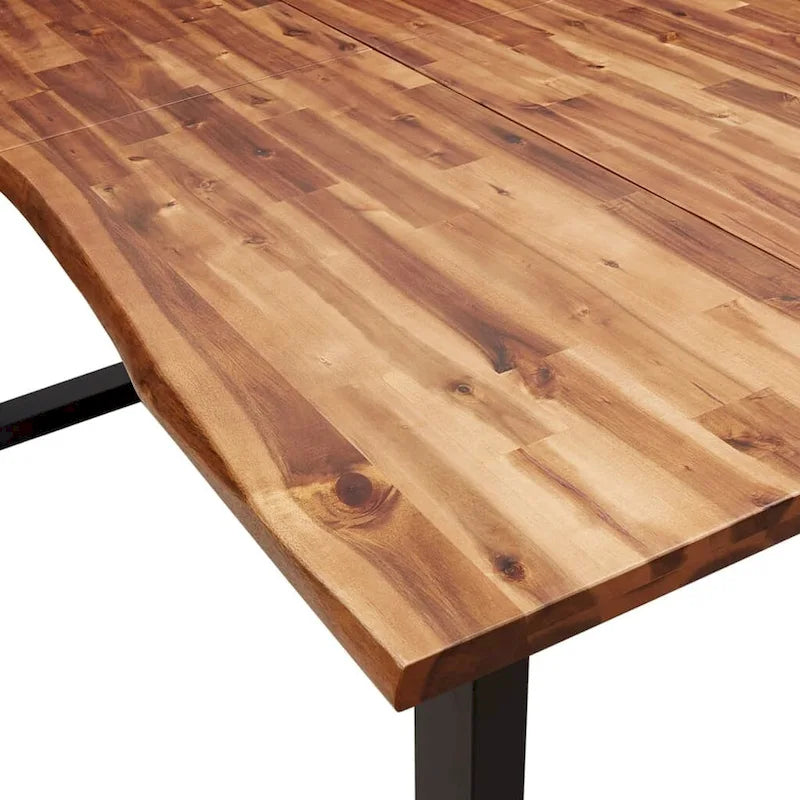 Table à manger en acacia massif Live Edge avec pieds en U en acier noir