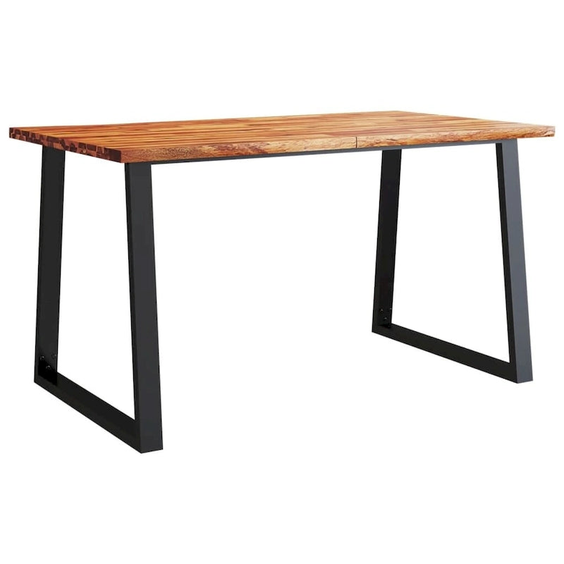 Table à manger en acacia massif Live Edge avec pieds en U en acier noir