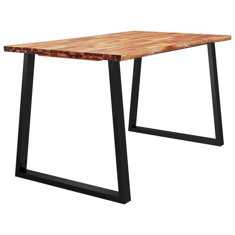 Table à manger en acacia massif Live Edge avec pieds en U en acier noir