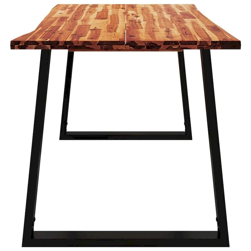 Table à manger en acacia massif Live Edge avec pieds en U en acier noir