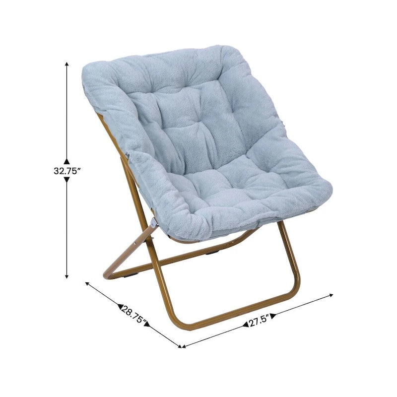 Fauteuil lune pliable extra large rembourré tissu doux matelassé cadre en acier