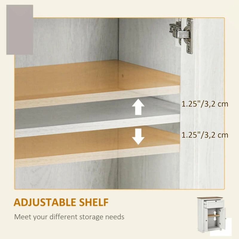 Armoire d'appoint blanche avec porte de grange, tiroir et double porte