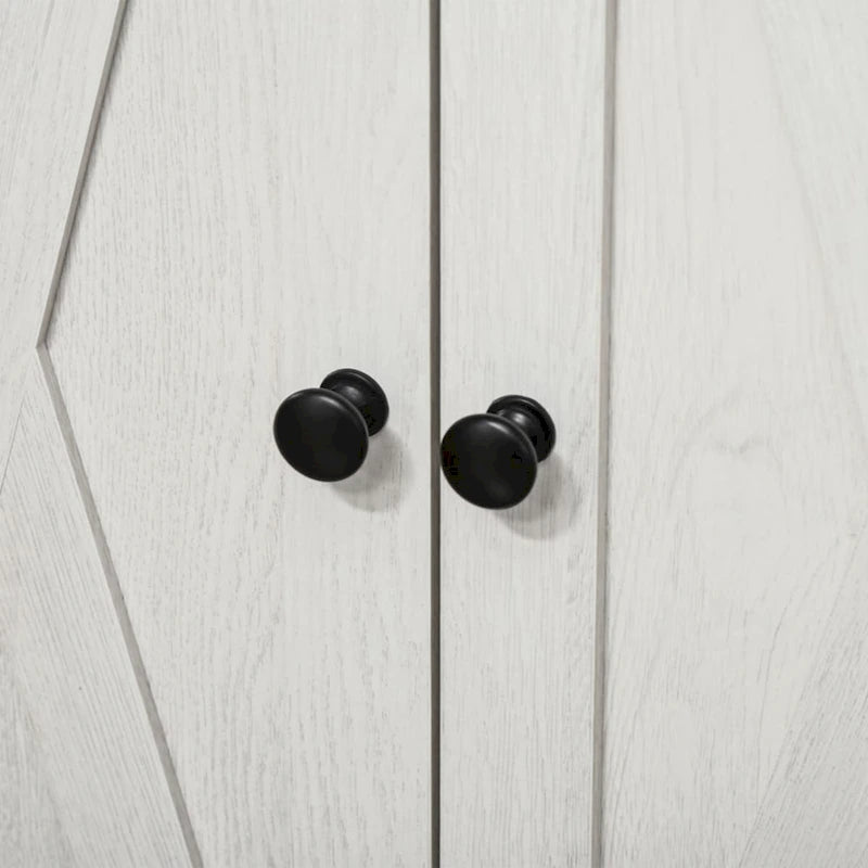 Armoire d'appoint blanche avec porte de grange, tiroir et double porte