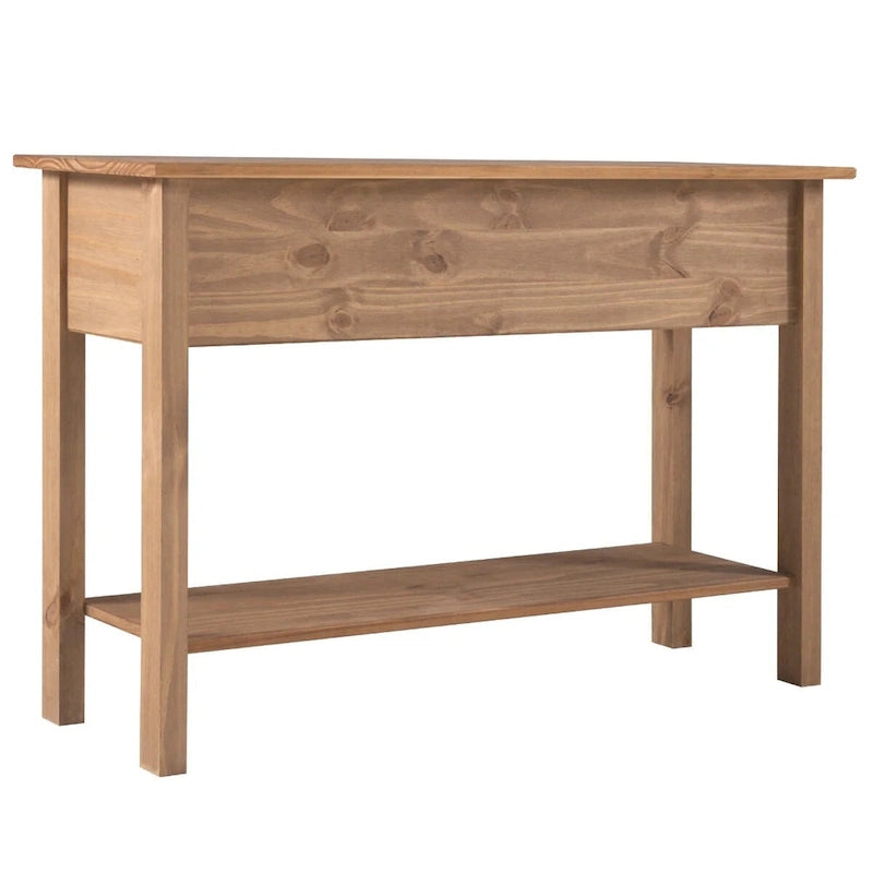 Console de couloir à trois tiroirs en pin massif avec plateau en bois brun miel