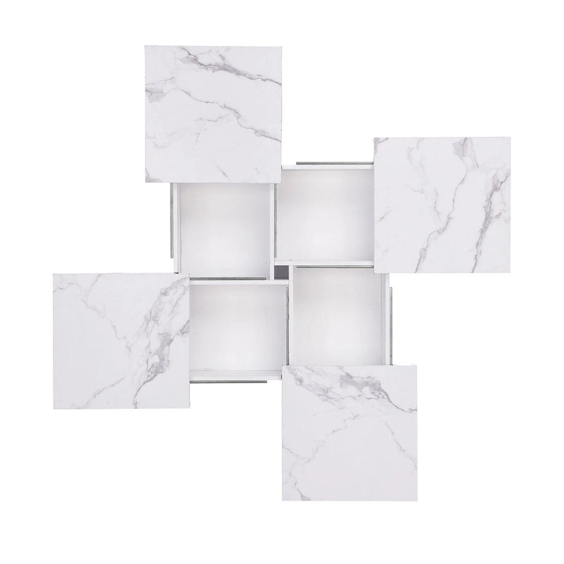 Table basse carrée à plateau coulissant Rangement dissimulé Noyer MDF blanc