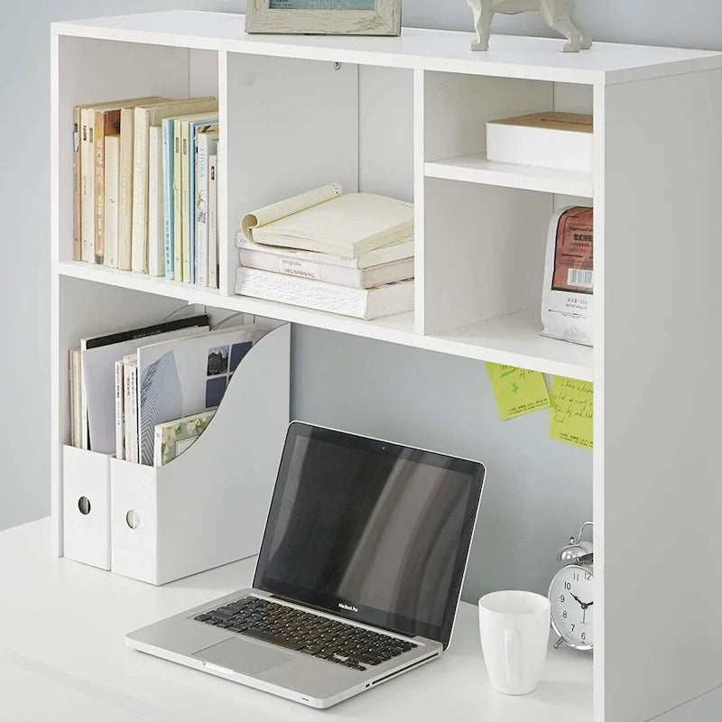 Cube White Wood Desk Bookshelf by DormCo