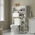 Étagère de rangement de salle de bain autoportante avec porte coulissante de style grange et porte-rouleau de papier toilette blanc