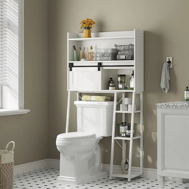 Over The Toilet Storage Cabinet with Toilet Paper Holder Stand - 11.81D x 32.49W x 60.63H