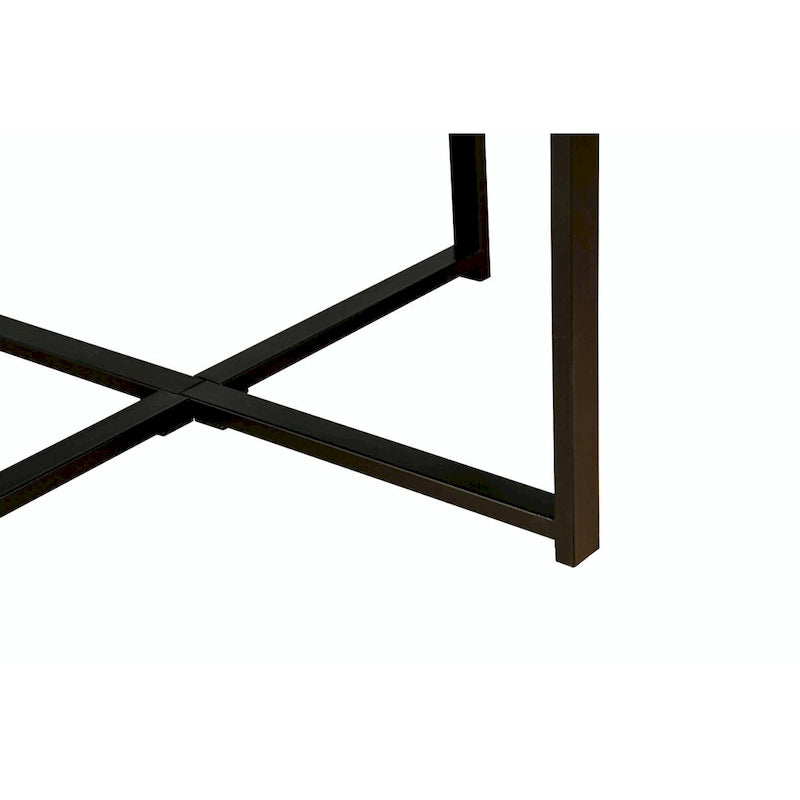 Table Basse Octogonale Vintage en Bois Massif avec Piètement Métallique