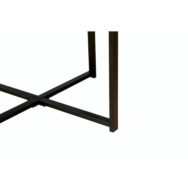 Table Basse Octogonale Vintage en Bois Massif avec Piètement Métallique