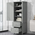 Meuble de Rangement Haut Autonome pour Salle de Bain avec Tiroirs et Étagères Réglables, Gris et Noir