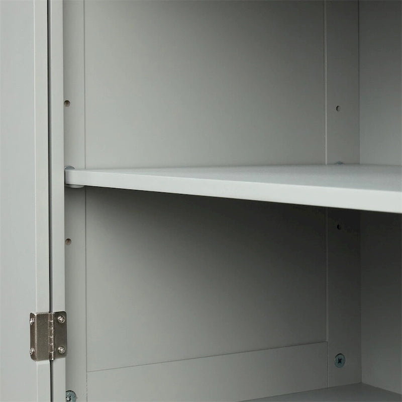Meuble de Rangement Haut Autonome pour Salle de Bain avec Tiroirs et Étagères Réglables, Gris et Noir