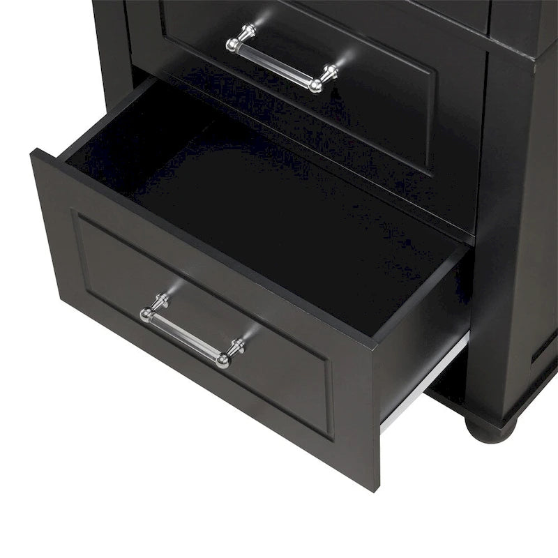 Meuble de Rangement Haut Autonome pour Salle de Bain avec Tiroirs et Étagères Réglables, Gris et Noir