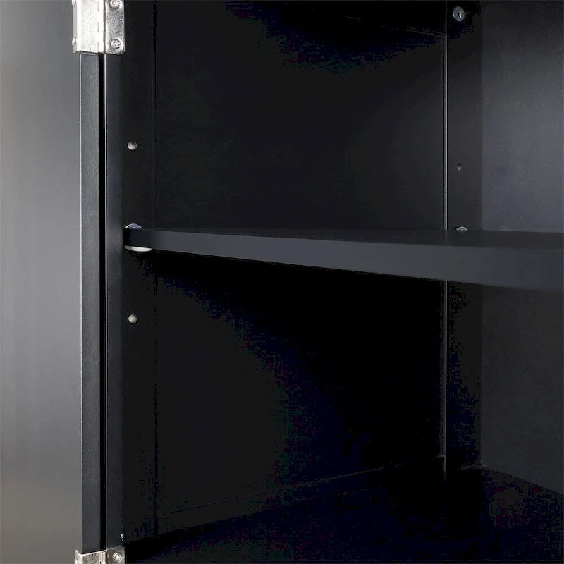 Meuble de Rangement Haut Autonome pour Salle de Bain avec Tiroirs et Étagères Réglables, Gris et Noir