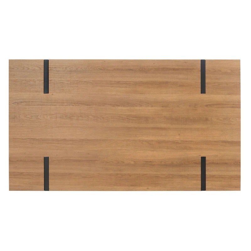 Table à manger avec plateau en bois rustique du milieu du siècle, pieds en épingle en fer noir, chêne gris