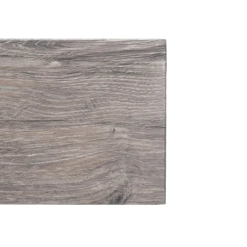 Table à manger avec plateau en bois rustique du milieu du siècle, pieds en épingle en fer noir, chêne gris